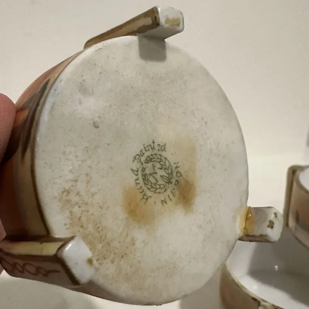 Antique 4 Nippon Porcelain Hand Painted Salt Cellars Individual Salt